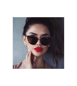 Aviator Luxury Brand Designer Cat Eye Sunglasses Women Vintage Cateye Gradient Black - Leopard - CK18XDW637U $18.16