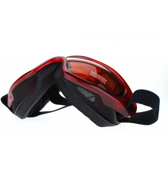 Goggle Brown Lens Aerodynamic Large Anti Fog Double Lens Snowboard Ski Goggle - Red Brown - CD1272AEFDT $34.65