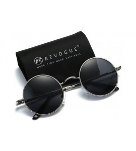 Round Polarized Sunglasses Small Round Lens Metal Frame Retro Unisex Glasses AE0518 - Silver&black - CA12NS60TDX $20.79