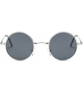 Round Polarized Sunglasses Small Round Lens Metal Frame Retro Unisex Glasses AE0518 - Silver&black - CA12NS60TDX $20.79