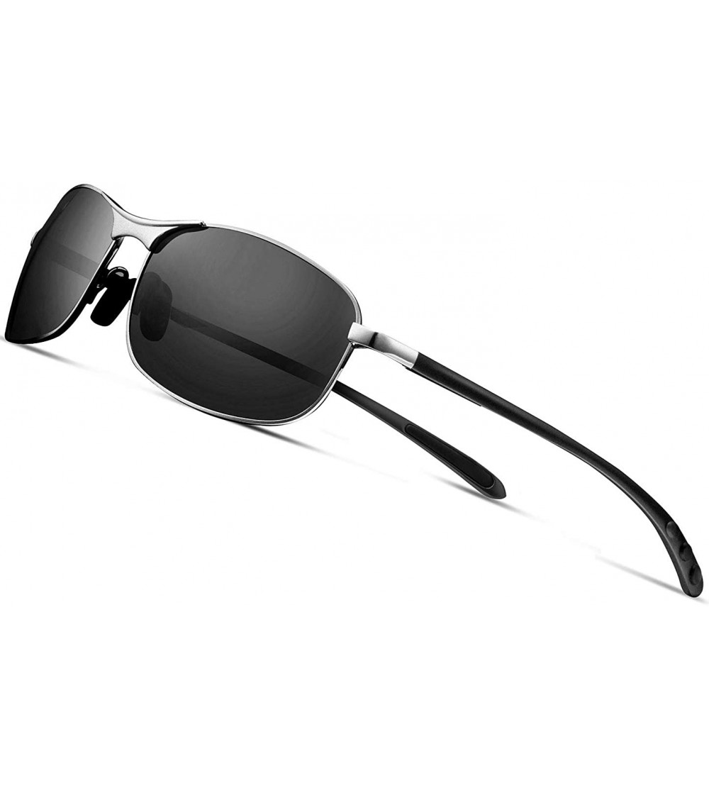Shield Rectangular Sport Polarized Sunglasses for Men - Mens Sunglasses Sports Metal Frame 100% UV protection 2268 - C418R08U...