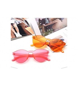 Round Transparent One Piece Rimless Sunglasses - Cute Candy Tinted Eyewear - Blue - CO18OYTTM8Z $18.98