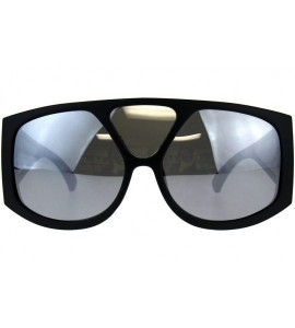 Oversized Super Oversized Goggle Sunglasses Multi Mirror Lens Shield Futuristic Shades - Matte Black (Silver Mirror) - C418CS...