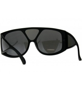 Oversized Super Oversized Goggle Sunglasses Multi Mirror Lens Shield Futuristic Shades - Matte Black (Silver Mirror) - C418CS...