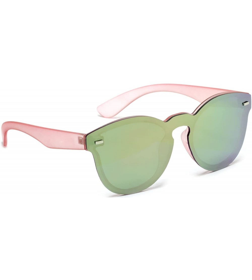 Rimless Rimless Sunglasses One Piece PC Lens Colored Mirror Mono Block - Pink / Green - CA18G3Q0G5O $19.67