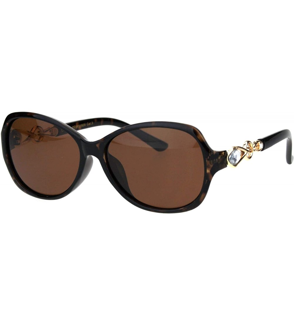 Oval Womens Polarized Lens Sunglasses Oval Frame Rhinestone Design UV 400 - Tortoise (Brown) - C718QQ59NOO $23.90