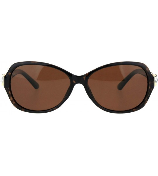 Oval Womens Polarized Lens Sunglasses Oval Frame Rhinestone Design UV 400 - Tortoise (Brown) - C718QQ59NOO $23.90