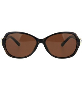 Oval Womens Polarized Lens Sunglasses Oval Frame Rhinestone Design UV 400 - Tortoise (Brown) - C718QQ59NOO $23.90