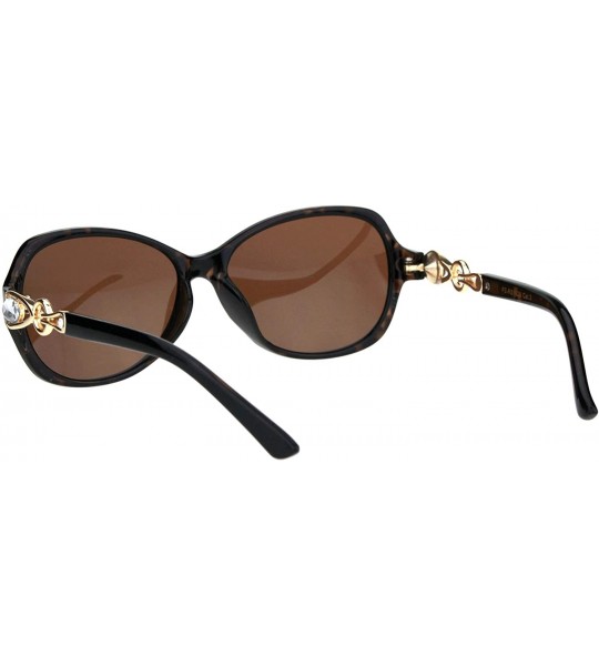 Oval Womens Polarized Lens Sunglasses Oval Frame Rhinestone Design UV 400 - Tortoise (Brown) - C718QQ59NOO $23.90