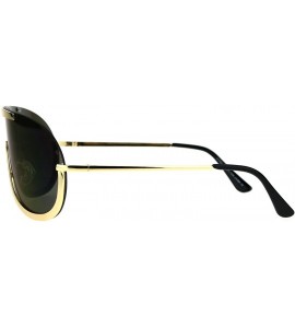 Oversized Futuristic Sunglasses Unisex Oversized Shield Frame Mirror Lens UV 400 - Gold (Blue Purple Mirror) - CO185UL20ET $2...