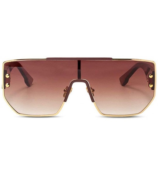 Shield 2019 luxury retro shield women's brand designer square oversized ladies sunglasses UV400 - Brown - CL18W53NESA $24.82