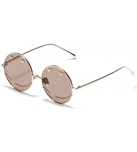 Round Metal round retro fashion trend sunglasses- new personality smiley couple sunglasses - B - C918SMTCR3Z $71.21