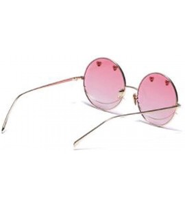 Round Metal round retro fashion trend sunglasses- new personality smiley couple sunglasses - B - C918SMTCR3Z $71.21