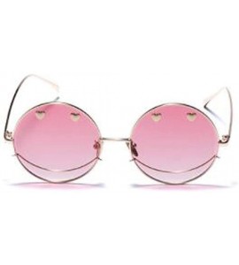 Round Metal round retro fashion trend sunglasses- new personality smiley couple sunglasses - B - C918SMTCR3Z $71.21