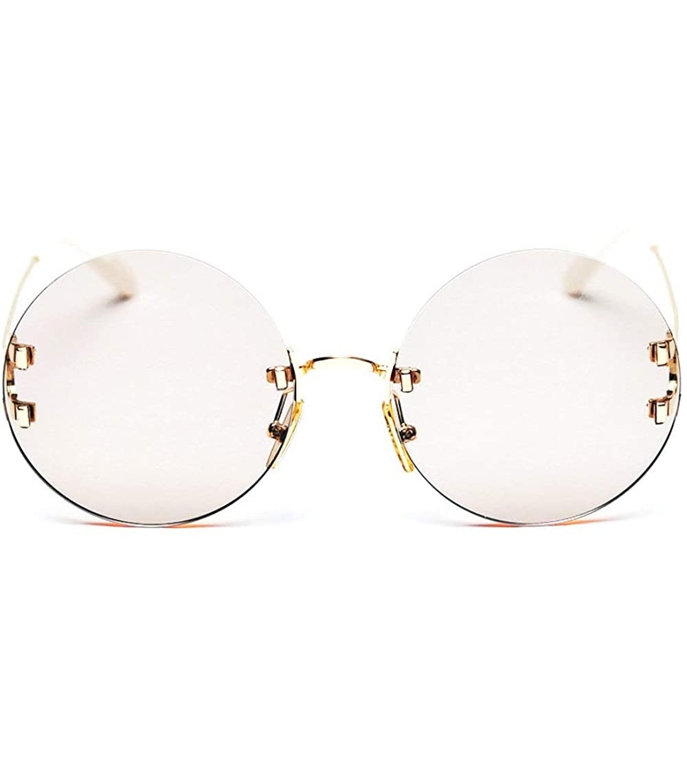 Rimless 2020 New Rimless Polarized Sunglasses Women Brand Design Vintage Round Candy Sun Glasses UV400 Goggles - Brown - CL19...