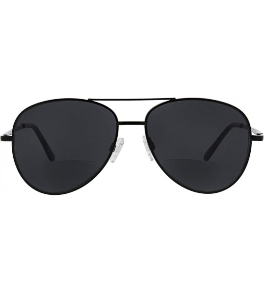 Aviator Heat Wave Bifocal Aviator Reading Sunglasses- Black- 56 mm + 1 - C219650Q6CL $33.23