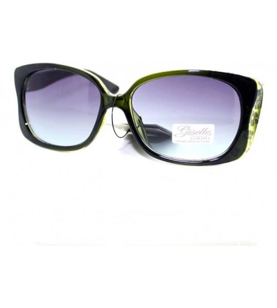 Rectangular Womens Narrow Floral Flower Print Bow Rectangular Thick Plastic Sunglasses - Green - C611YMEN58V $18.47