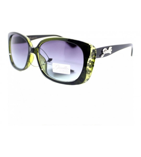 Rectangular Womens Narrow Floral Flower Print Bow Rectangular Thick Plastic Sunglasses - Green - C611YMEN58V $18.47