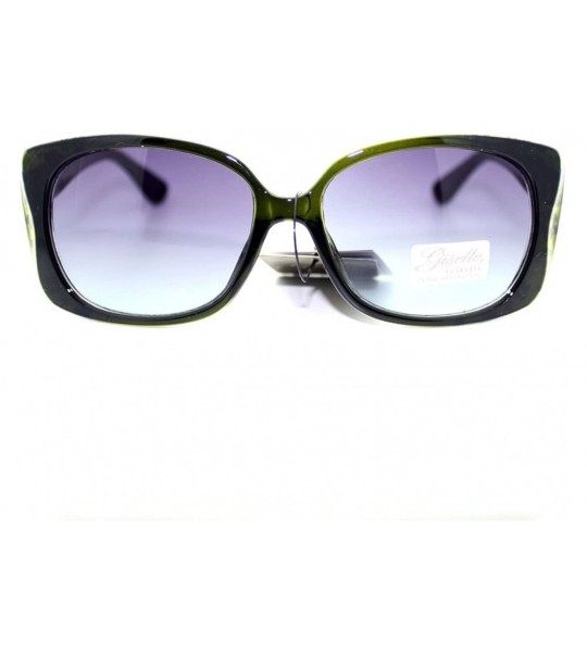 Rectangular Womens Narrow Floral Flower Print Bow Rectangular Thick Plastic Sunglasses - Green - C611YMEN58V $18.47