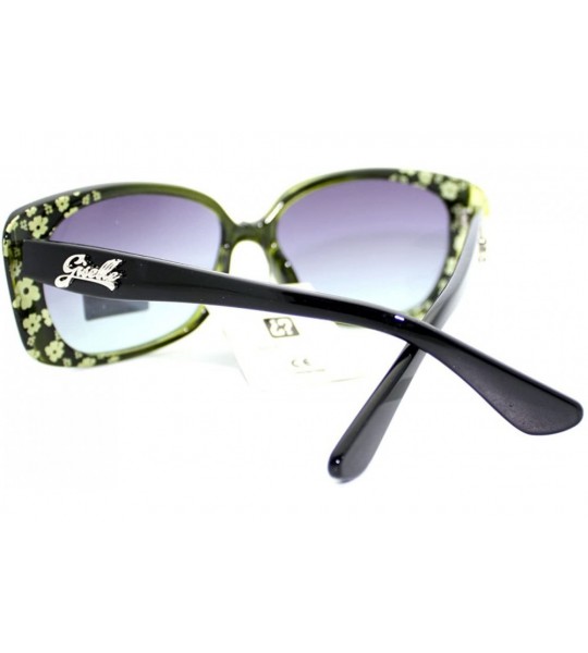 Rectangular Womens Narrow Floral Flower Print Bow Rectangular Thick Plastic Sunglasses - Green - C611YMEN58V $18.47