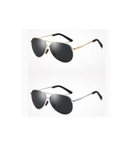 Aviator Premium Military Style Aviator Sunglasses Polarized 100% UV Protect - Black Lens With Gold Frame - CP18GOTHNWH $42.92