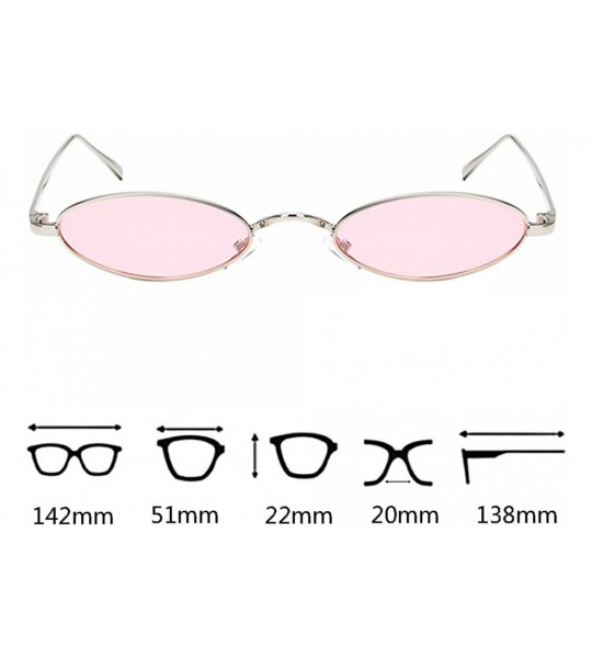 Oval Women Fashion Retro Small Oval Metal Frame Sunglasses Eyewear UV400 - Silver Metal Frame+pink Lens - CT18DH3QHKQ $19.38