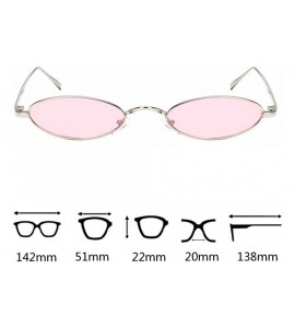 Oval Women Fashion Retro Small Oval Metal Frame Sunglasses Eyewear UV400 - Silver Metal Frame+pink Lens - CT18DH3QHKQ $19.38