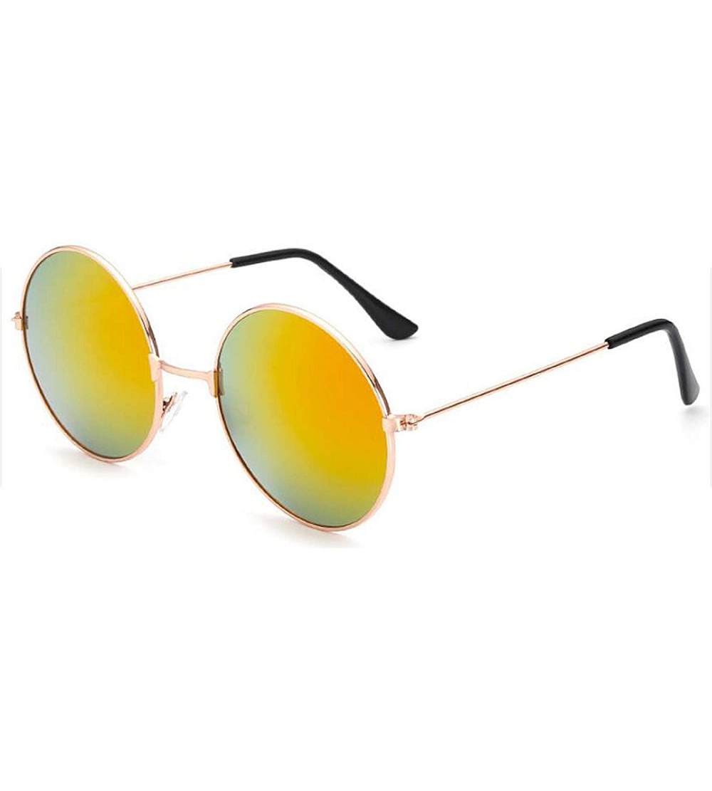 Square Round Glasses Men Women Steampunk Sunglasses Vintage Sunglasse Brand Designer 2020 New Mirror UV400 - Gold Red - C7198...