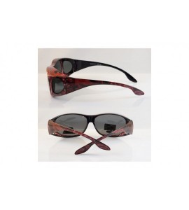 Shield Large Bling Polarized Fit Over Glasses Sunglasses with Side View P012 - Red Swirl - C81802O3RDH $29.98