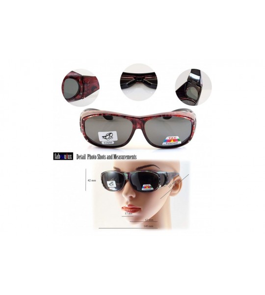 Shield Large Bling Polarized Fit Over Glasses Sunglasses with Side View P012 - Red Swirl - C81802O3RDH $29.98