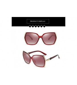 Square Women Sparkling Crystal Polarized Sunglasses UV400 - Burgundy - CB18GLM0AWN $22.14