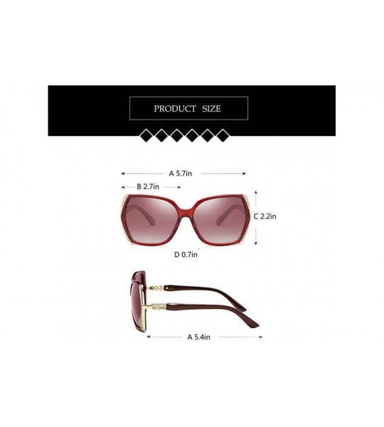 Square Women Sparkling Crystal Polarized Sunglasses UV400 - Burgundy - CB18GLM0AWN $22.14