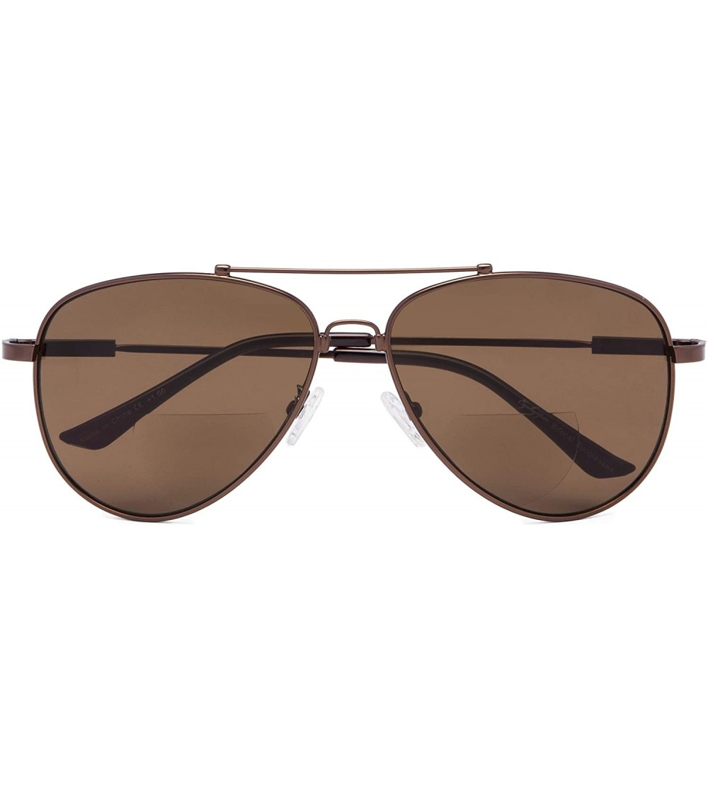 Aviator Memory Bridge and Arm Bifocal Sunglasses Polit Style Sunshine Readers Men Women - Brown-brown-lens - CC18NOEOSCW $32.40