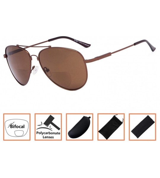 Aviator Memory Bridge and Arm Bifocal Sunglasses Polit Style Sunshine Readers Men Women - Brown-brown-lens - CC18NOEOSCW $32.40