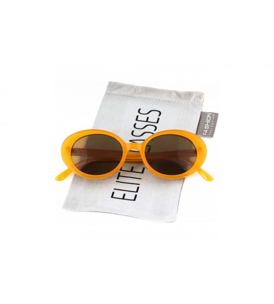 Goggle NIRVANA Kurt Cobain Oval Bold Vintage Sunglasses For Women Men Clout Goggle Sunglasses - Thin Orange Frame - CA186UICH...