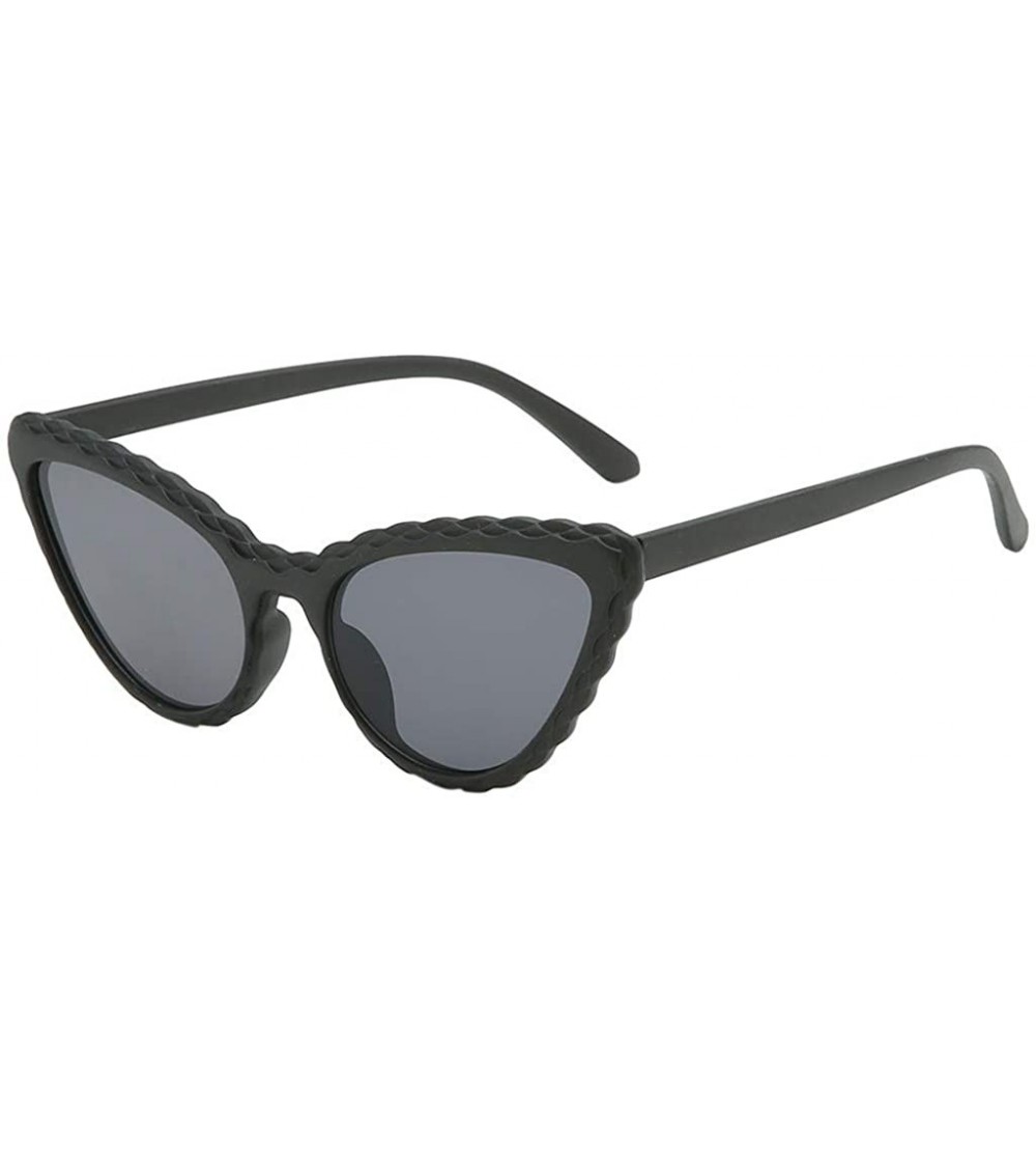 Aviator Women's Fashion Cat Eye Shade Sunglasses Integrated Stripe Vintage Glasses - A - CM1947WNCC7 $19.24