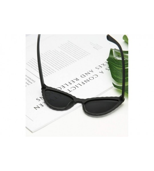 Aviator Women's Fashion Cat Eye Shade Sunglasses Integrated Stripe Vintage Glasses - A - CM1947WNCC7 $19.24