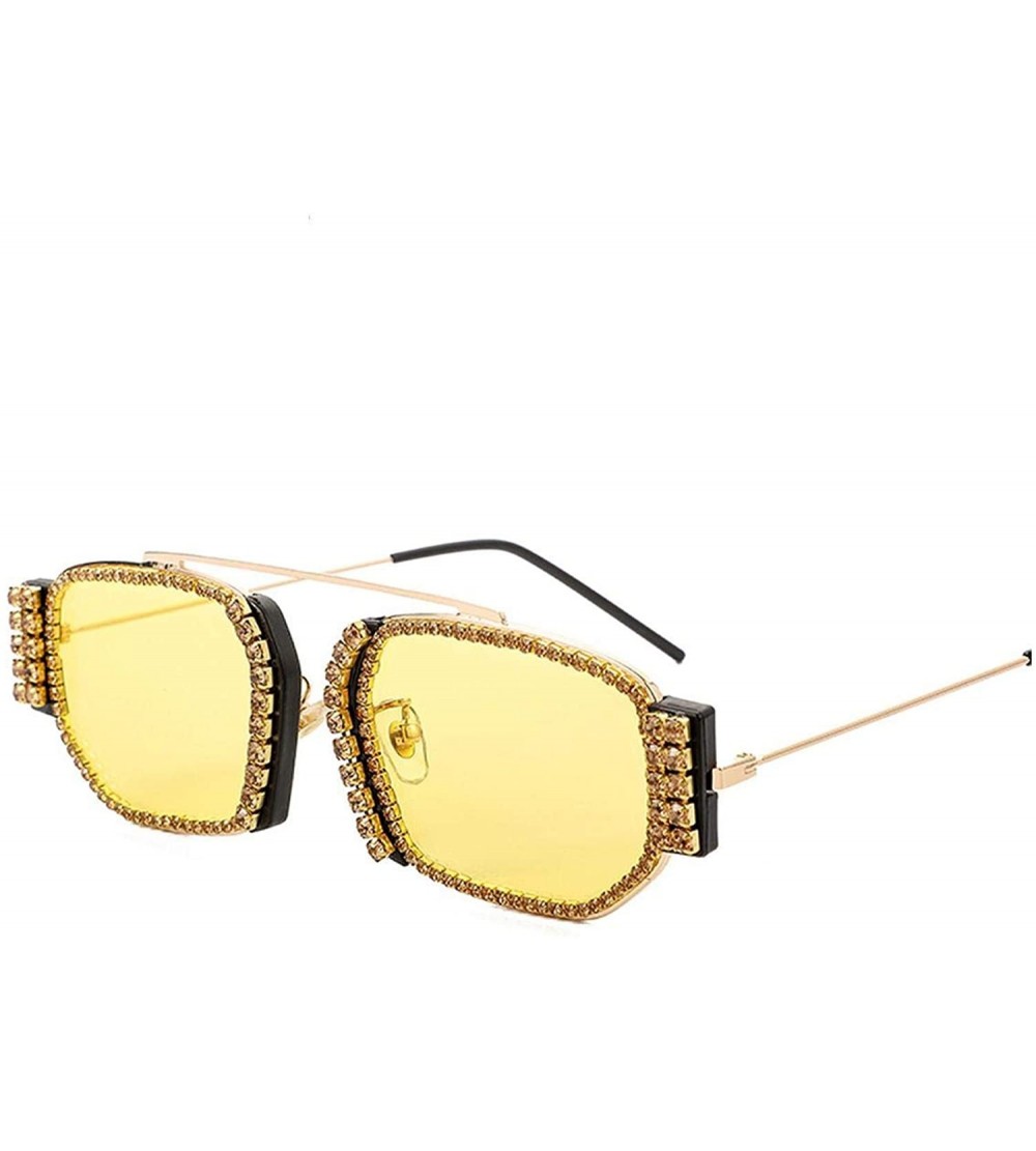Square Fashion Square Small Sunglasses Women Designer Rhinestone Crystal Sun Glasses Female Gradient Lens Shades - C0198ZLM49...