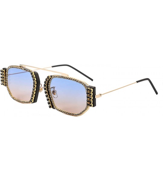 Square Fashion Square Small Sunglasses Women Designer Rhinestone Crystal Sun Glasses Female Gradient Lens Shades - C0198ZLM49...