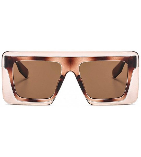 Square Sunglasses Designer Rectangle Fashion Glasses - Brown - CE199HQI97L $26.05