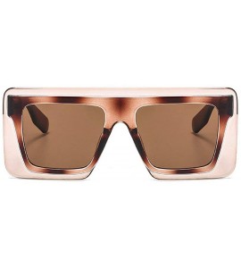 Square Sunglasses Designer Rectangle Fashion Glasses - Brown - CE199HQI97L $26.05