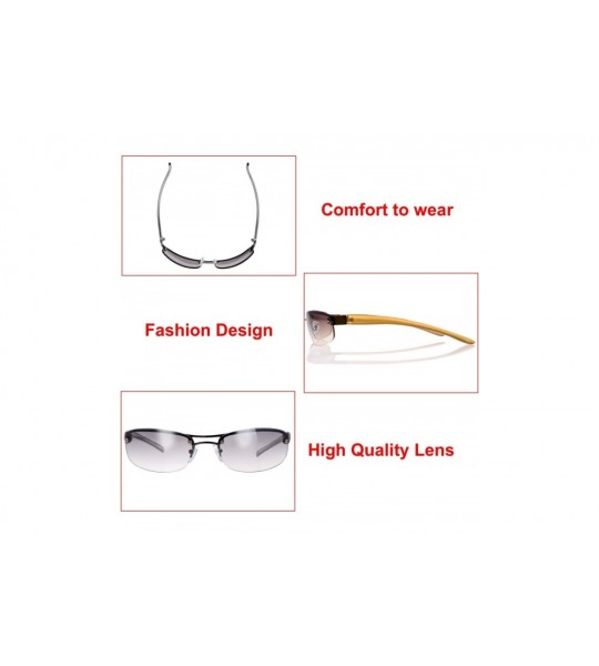 Rectangular Semi-Rimless Color Tinted Crystal Arm Eyeglasses Wrap Rectangle Sunglasses - Exquisite Packaging - CR18XH5D93D $3...