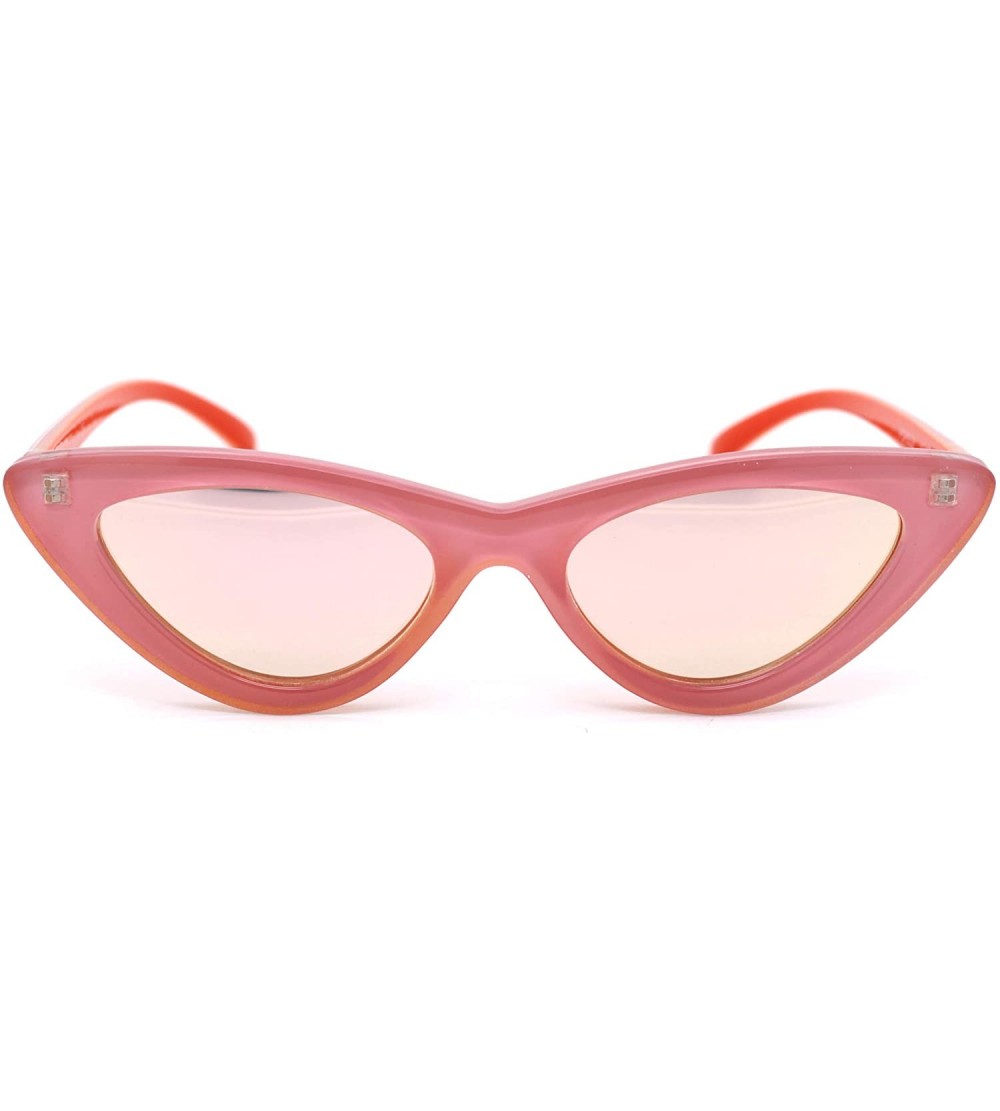 Cat Eye Womens Mirrored Retro Mod Gothic Cat Eye Plastic Sunglasses - Pink Pink Mirror - CV18WTLASOL $23.83