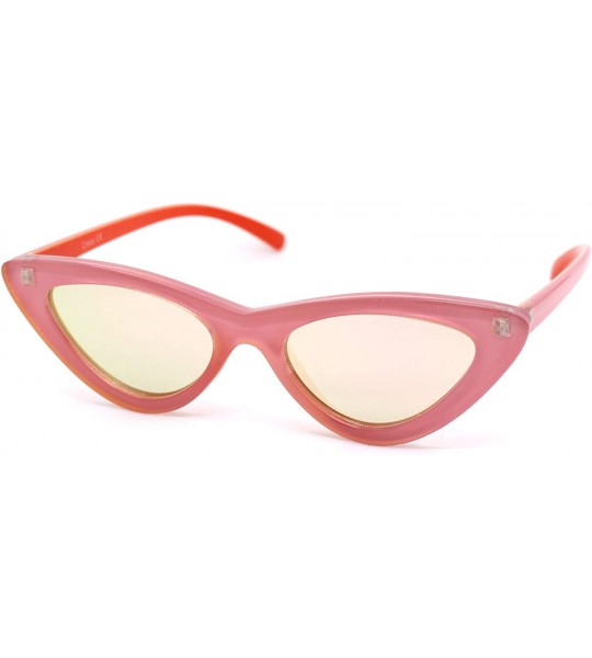 Cat Eye Womens Mirrored Retro Mod Gothic Cat Eye Plastic Sunglasses - Pink Pink Mirror - CV18WTLASOL $23.83