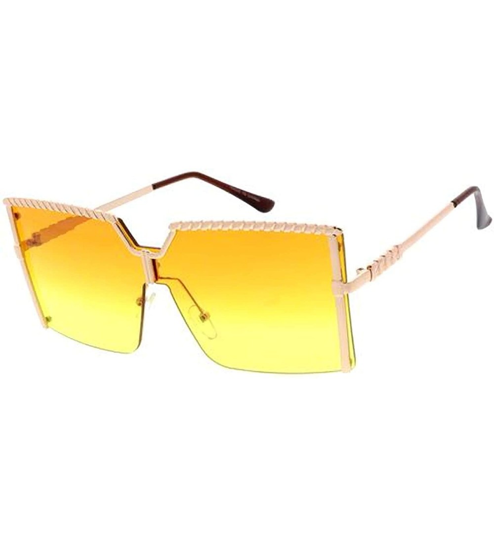 Square Square Candy Lens 80s Retro Fashion Aviator Sunglasses - Yellow - CL18UTA69WO $21.43