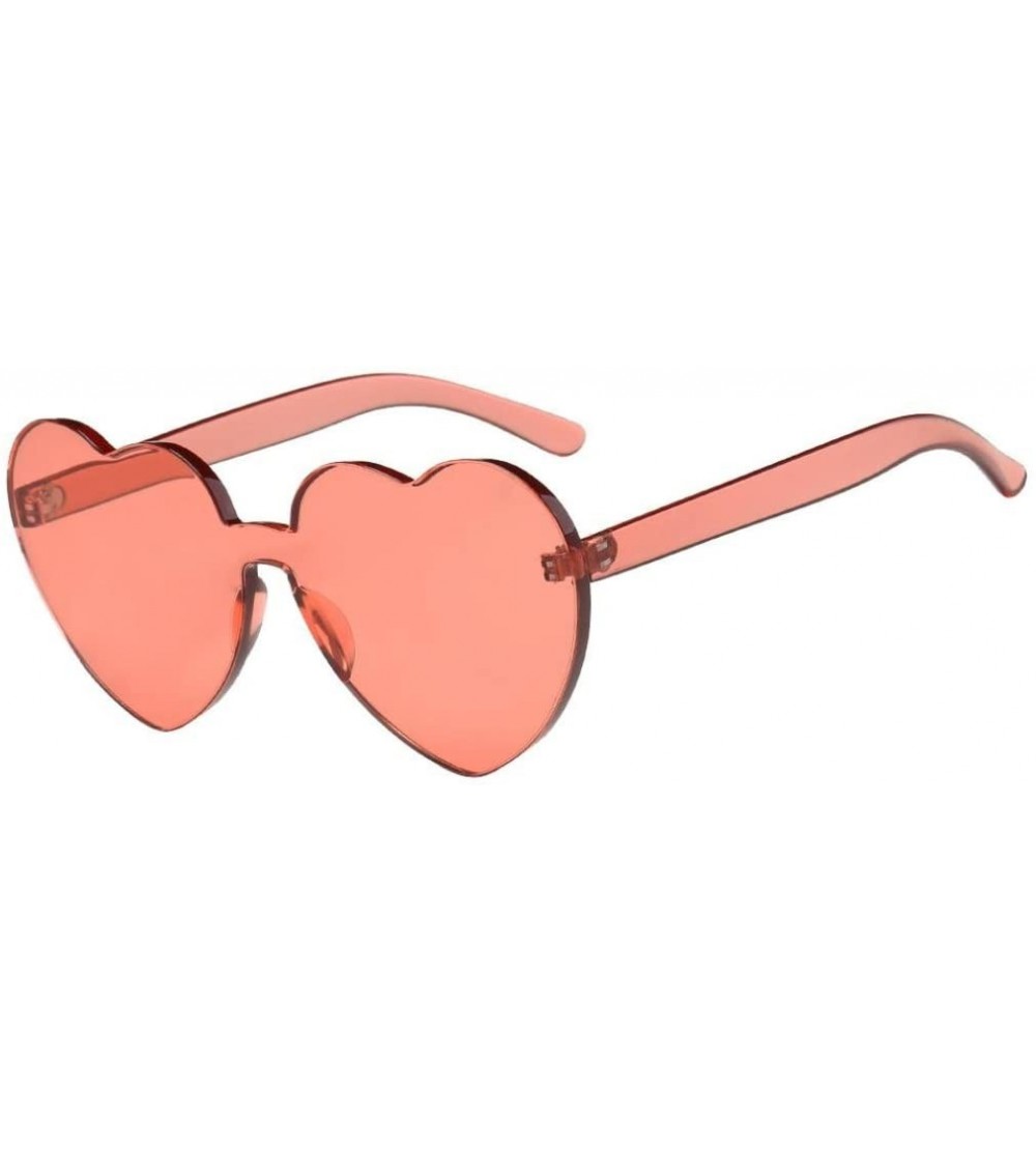 Semi-rimless Heart shaped Sunglasses Integrated Eye wear - E - CH18DQSO5KI $19.90