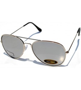 Aviator Classic Aviator Style Colored Lens Sunglasses Metal Frame - Silver Frame Silver Mirrored Lens - CW11T4W53L3 $17.75