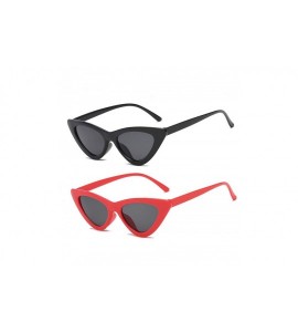 Aviator Retro Vintage Narrow Cat Eye Sunglasses for Women Clout Goggles Plastic Frame - Black Grey + Red Grey - C218LDWYY8W $...