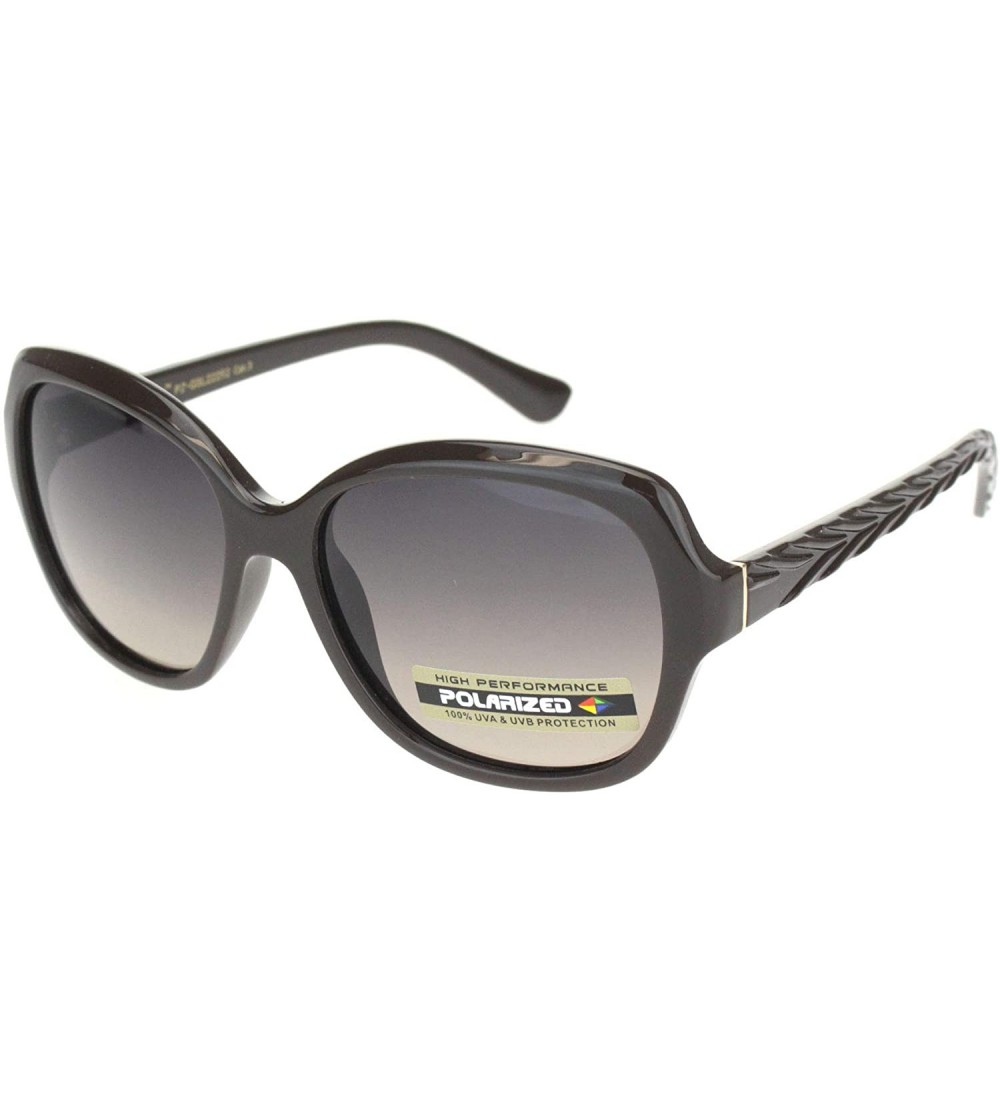 Rectangular Polarized Womens Classy 90s Designer Butterfly Chic Plastic Sunglasses - Brown - CI18ONGQI8S $23.50