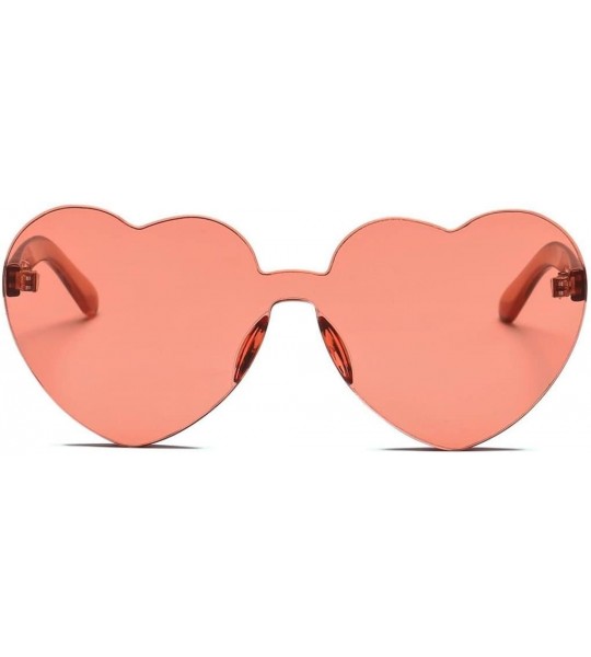 Semi-rimless Heart shaped Sunglasses Integrated Eye wear - E - CH18DQSO5KI $19.90